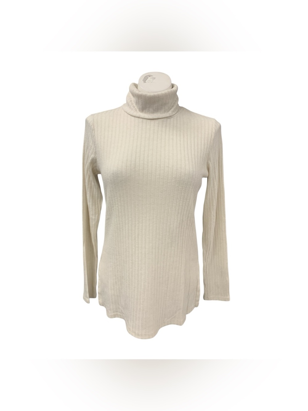 RW&CO. Ribbed Turtleneck Long Sleeve Top - Cream Size M